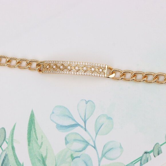 Elegant Rose Gold Bracelet with Criss-Cross Diamond Inlay Design, XPBL0706 - Picture 7 of 12